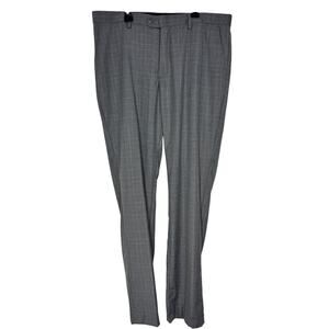 ZNT18 Mens Dress Pants Size 37  Gray Check Pockets Button Zip Closure Mid Rise